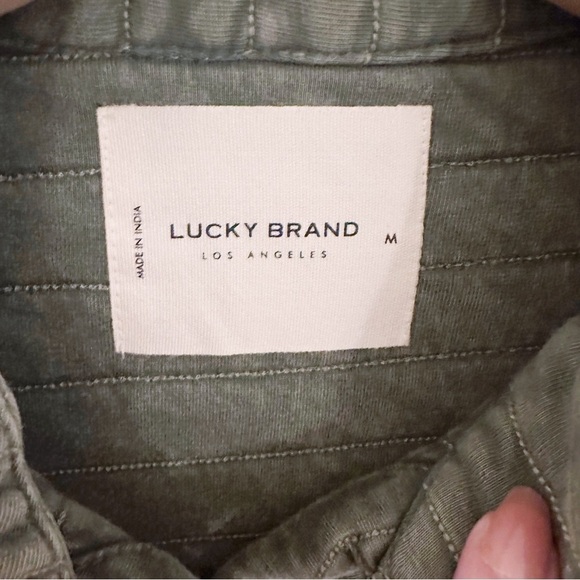 Lucky Brand Olive Quilted Jacket Button Up Bomber Pockets Green NWT - Picture 3 of 10